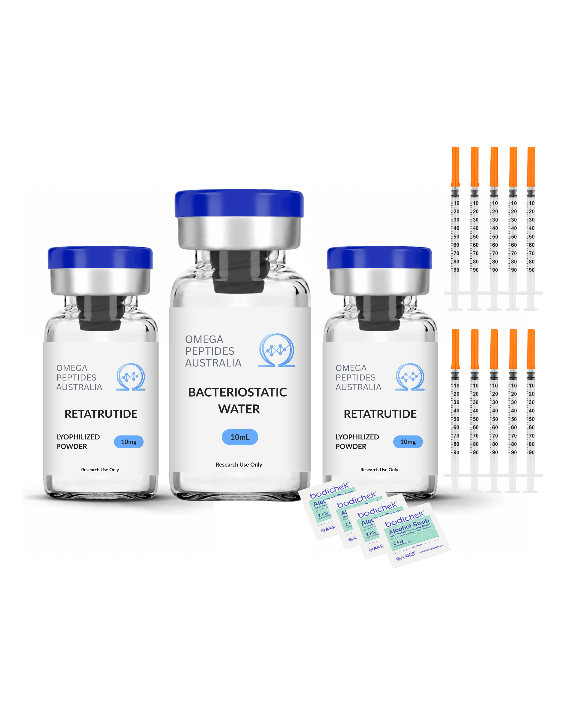 Retatrutide premium kit Australia peptide vials syringes bacteriostatic water
